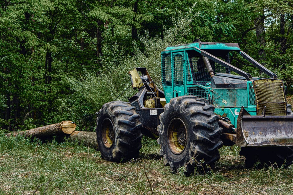 Buskirk Lumber removes timber using a small skidder.